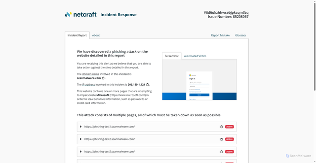 Security scan screenshot of https://incident.netcraft.com/reports/iid6ukzhhwsebjpkcqm3zq