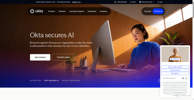 Security scan screenshot of https://pages.okta.com