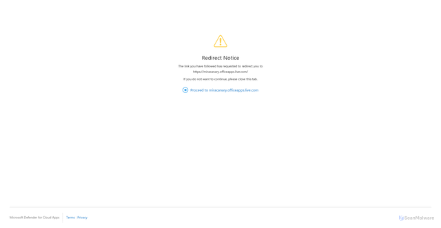 Security scan screenshot of https://miracanary.officeapps.live.com.mcas.ms