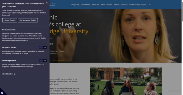 Security scan screenshot of https://newn.cam.ac.uk/