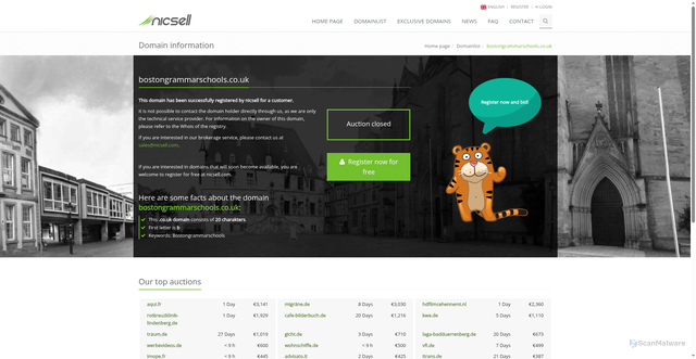 Security scan screenshot of https://nicsell.com/en/domain/www.bostongrammarschools.co.uk