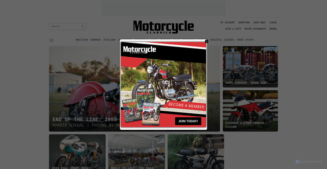 Security scan screenshot of https://www.motorcycleclassics.com/