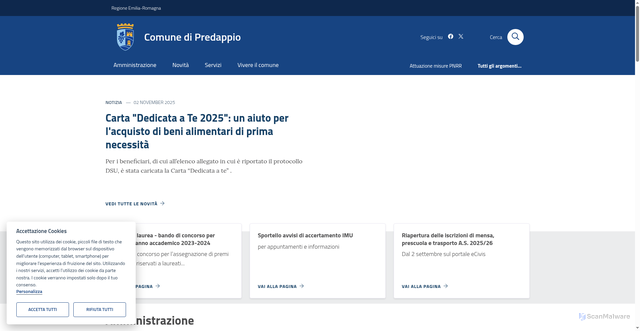 Security scan screenshot of https://www.comune.predappio.fc.it/