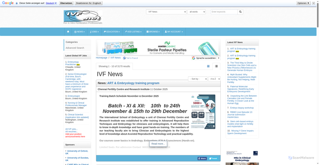 Security scan screenshot of https://www.ivf.net/