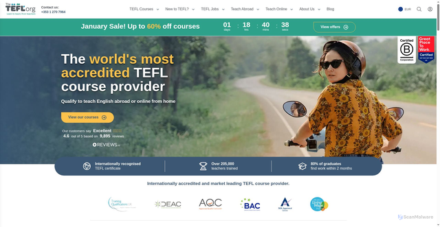 Security scan screenshot of https://www.tefl.org