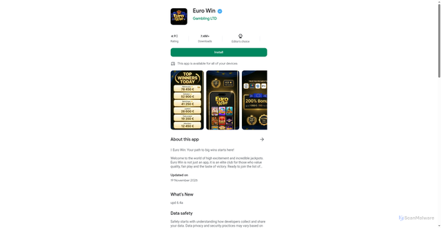 Security scan screenshot of https://eurowineu.site/