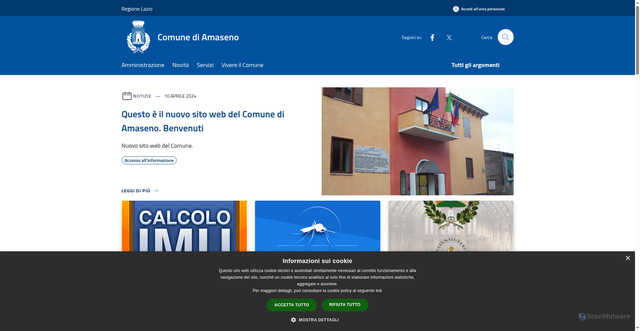 Security scan screenshot of https://www.comune.amaseno.fr.it