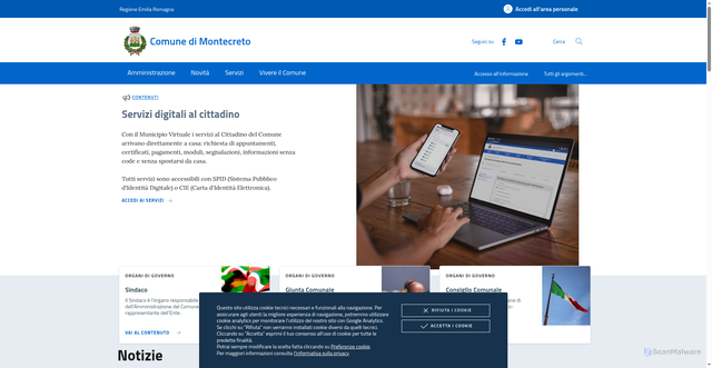 Security scan screenshot of https://www.comune.montecreto.mo.it/