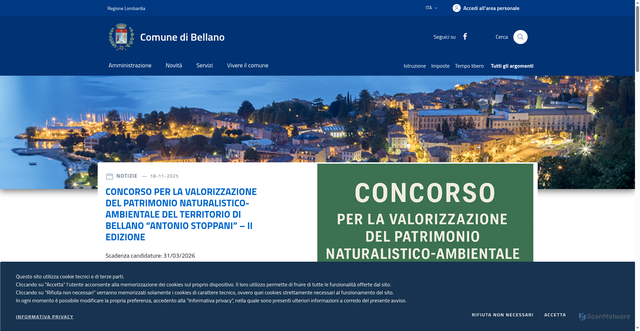 Security scan screenshot of https://www.comune.bellano.lc.it/