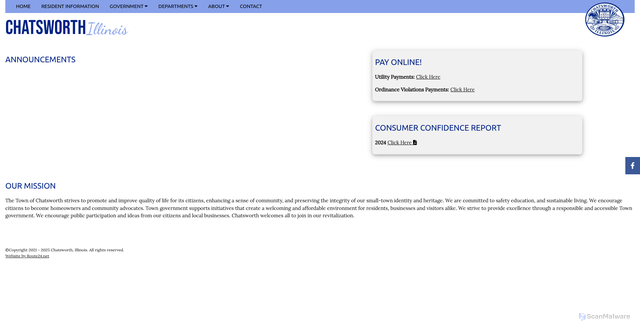 Security scan screenshot of https://www.chatsworthil.gov/