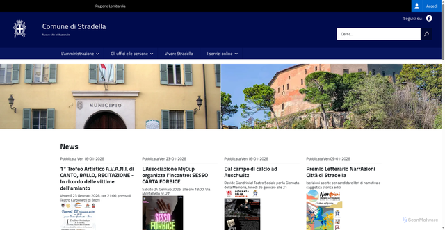 Security scan screenshot of https://www.comune.stradella.pv.it/