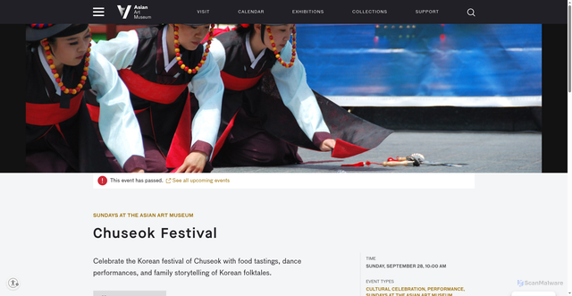 Security scan screenshot of https://calendar.asianart.org/event/sunday-september-28-chuseok-festival/
