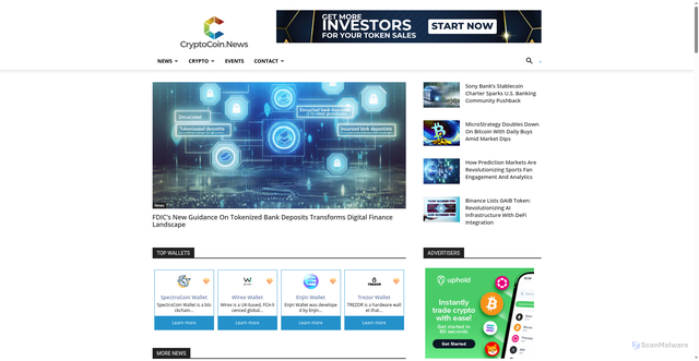Security scan screenshot of https://cryptocoin.news/