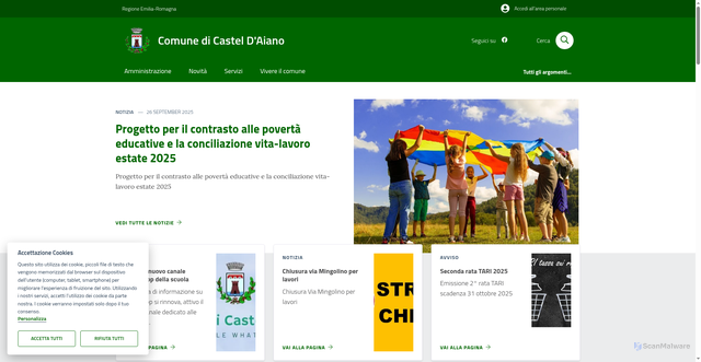 Security scan screenshot of https://www.comune.casteldaiano.bo.it/