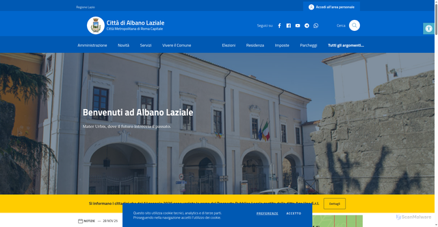 Security scan screenshot of https://comune.albanolaziale.rm.it/