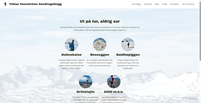 Security scan screenshot of https://tobiasvennstrom.se/