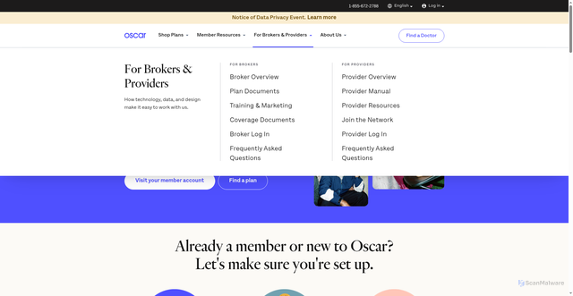 Security scan screenshot of https://hioscar.com