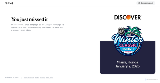 Security scan screenshot of https://discover-winter-classic-2026.prod.fooji.com/