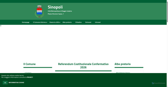 Security scan screenshot of https://www.comune.sinopoli.rc.it