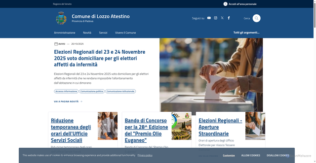 Security scan screenshot of https://www.comune.lozzoatestino.pd.it/home