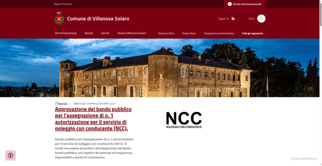 Security scan screenshot of https://www.comune.villanovasolaro.cn.it