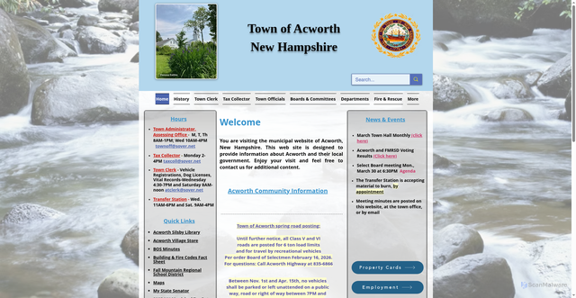 Security scan screenshot of https://www.acworthnh.net/