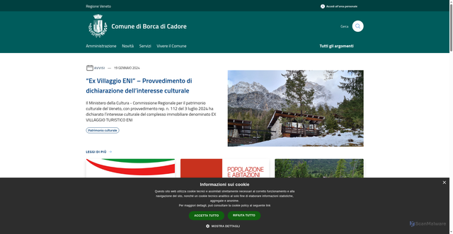 Security scan screenshot of https://www.comune.borcadicadore.bl.it/it