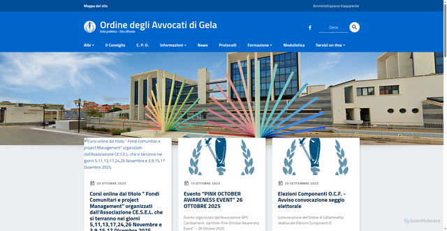 Security scan screenshot of https://www.ordineavvocatigela.it/
