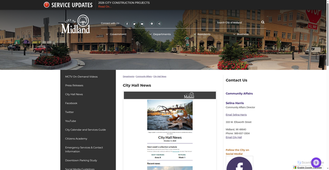 Security scan screenshot of https://cityofmidlandmi.gov/1074/City-Hall-News