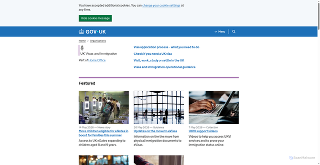 Security scan screenshot of http://www.bia.homeoffice.gov.uk/