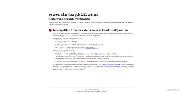 Security scan screenshot of https://www.sturbay.k12.wi.us/schools/high/students/online-course-information.cfm