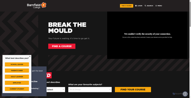 Security scan screenshot of https://www.barnfield.ac.uk/