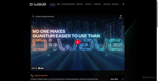 Security scan screenshot of https://ir.dwavesys.com/overview/default.aspx
