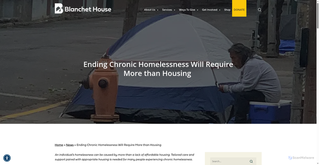 Security scan screenshot of https://blanchethouse.org/ending-chronic-homelessness-will-require-more-than-housing/