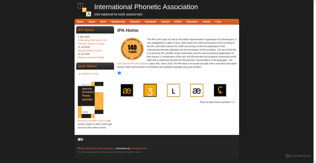 Security scan screenshot of https://internationalphoneticassociation.org