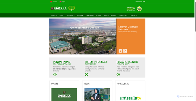 Security scan screenshot of https://unissula.ac.id
