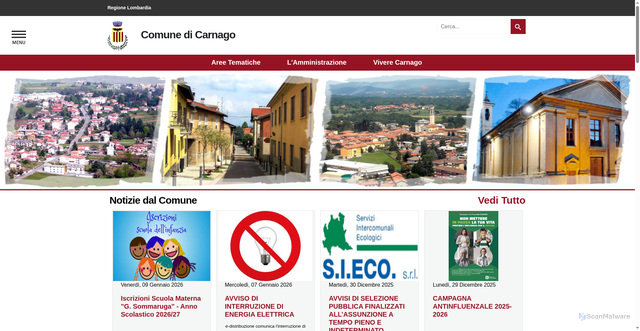 Security scan screenshot of https://www.comune.carnago.va.it/