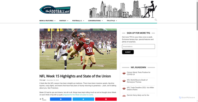 Security scan screenshot of https://thefootballgirl.com/nfl-week-15-highlights-and-state-of-the-union/