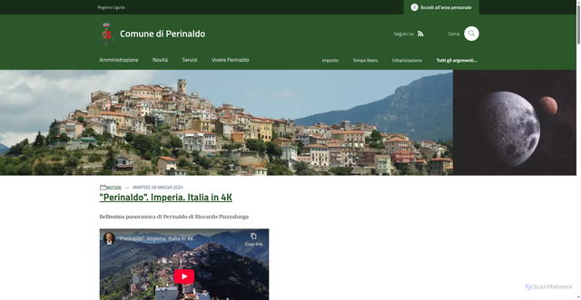 Security scan screenshot of https://www.comune.perinaldo.im.it/