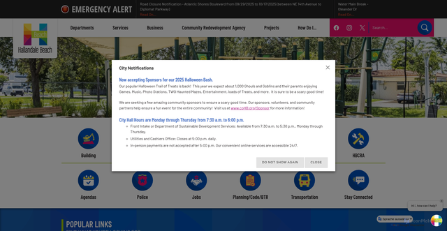 Security scan screenshot of https://hallandalebeachfl.gov/