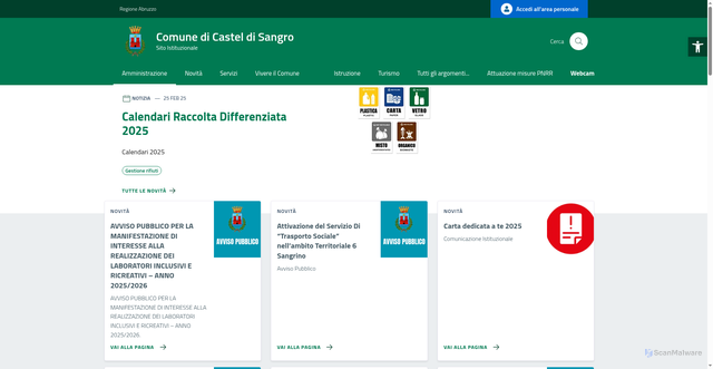 Security scan screenshot of https://www.comune.casteldisangro.aq.it/