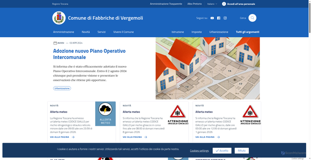 Security scan screenshot of https://comune.fabbrichedivergemoli.lu.it/
