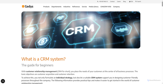 Security scan screenshot of https://gedys.com/en/cxm-and-crm-wiki/what-is-a-crm-system