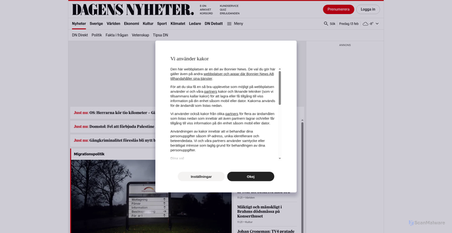 Security scan screenshot of https://www.dn.se