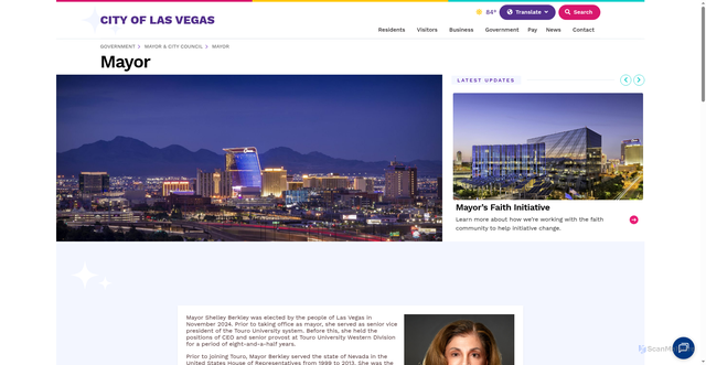Security scan screenshot of https://www.lasvegasnevada.gov/Government/Mayor-City-Council/Mayor