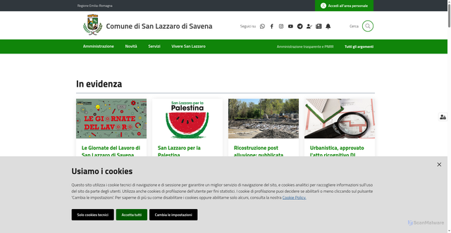 Security scan screenshot of https://www.comune.sanlazzaro.bo.it/