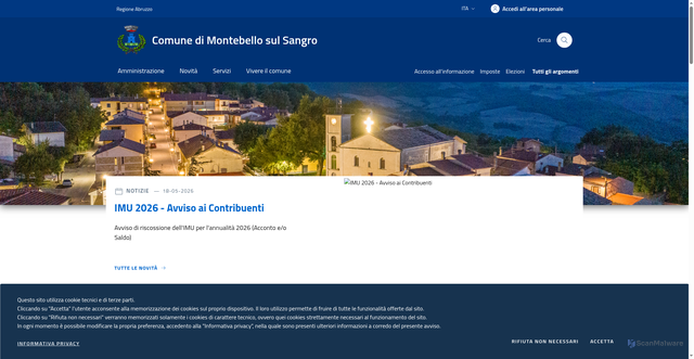 Security scan screenshot of https://www.comune.montebellosulsangro.ch.it