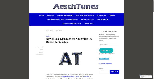 Security scan screenshot of https://aeschtunes.com/tag/meghan-trainor/