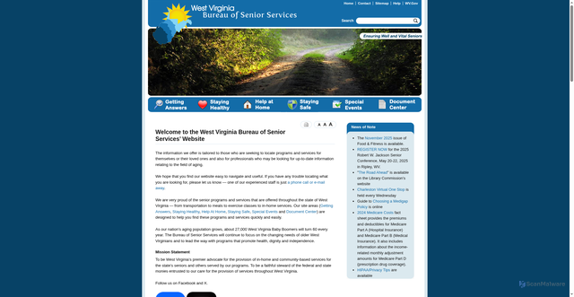 Security scan screenshot of http://www.wvseniorservices.gov/