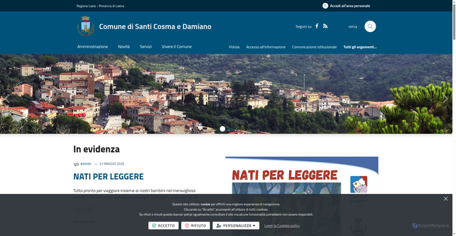 Security scan screenshot of https://www.comune.santicosmaedamiano.lt.it